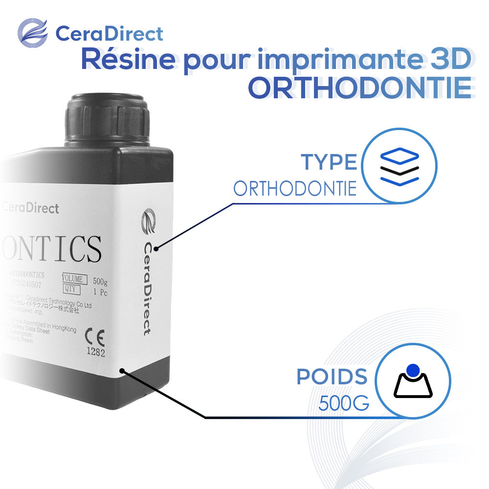 Résine pour imprimante 3D ORTHODONTIE  Résistante aux températures élevées (500g)