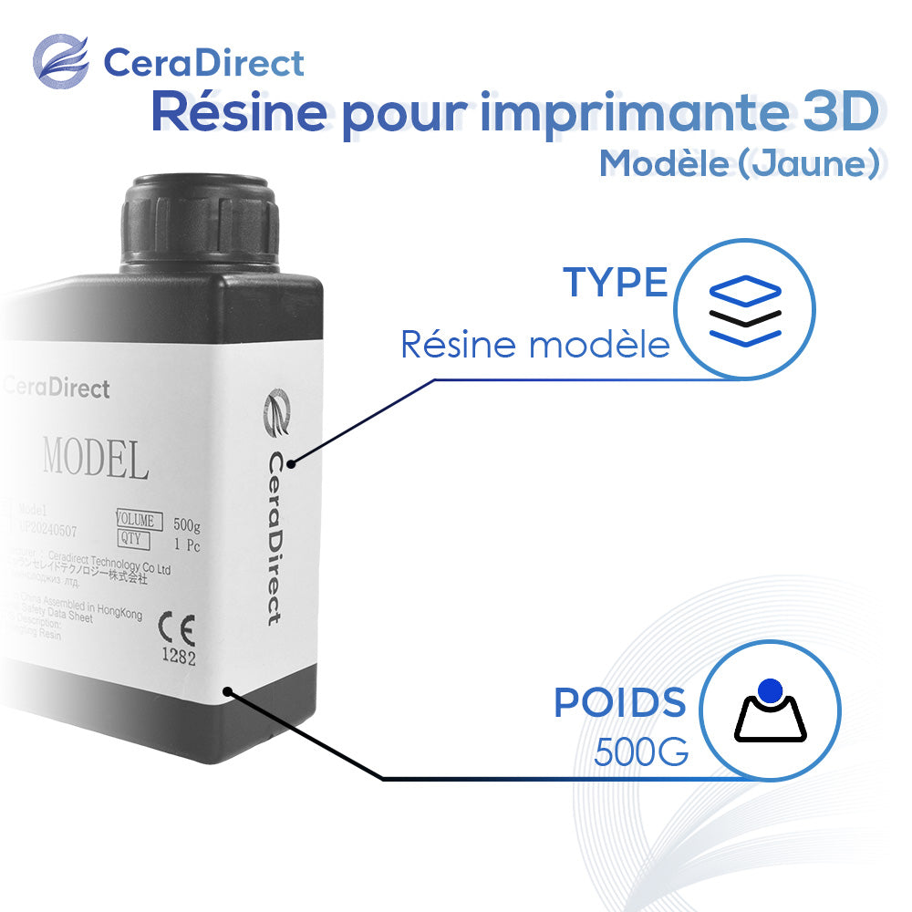 Résine jaune pour modèle d'imprimante 3D / plâtre (500g)