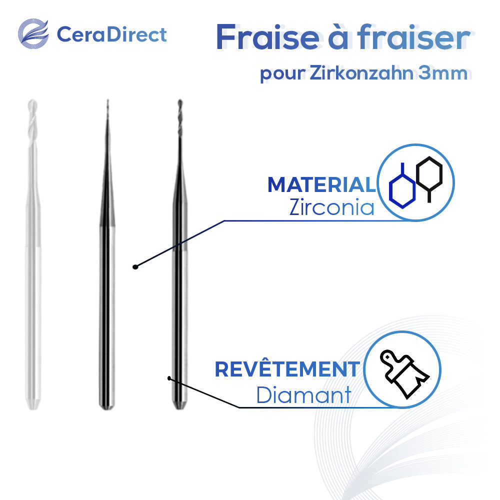 Fraise à fraiser - Zirkonzahn (3 mm) machine de fraisage
