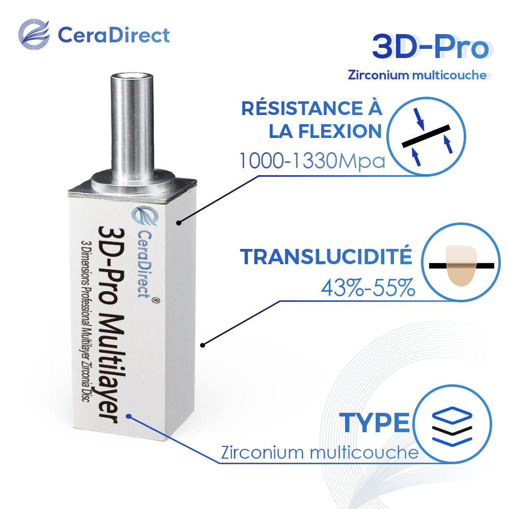Bloc de zircone multicouche 3D-Pro système Sirona