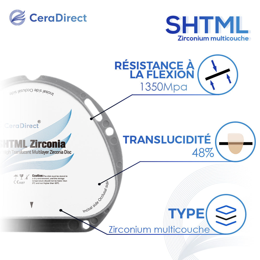 Disque en zircone multicouche SHTML système AG (71 mm)