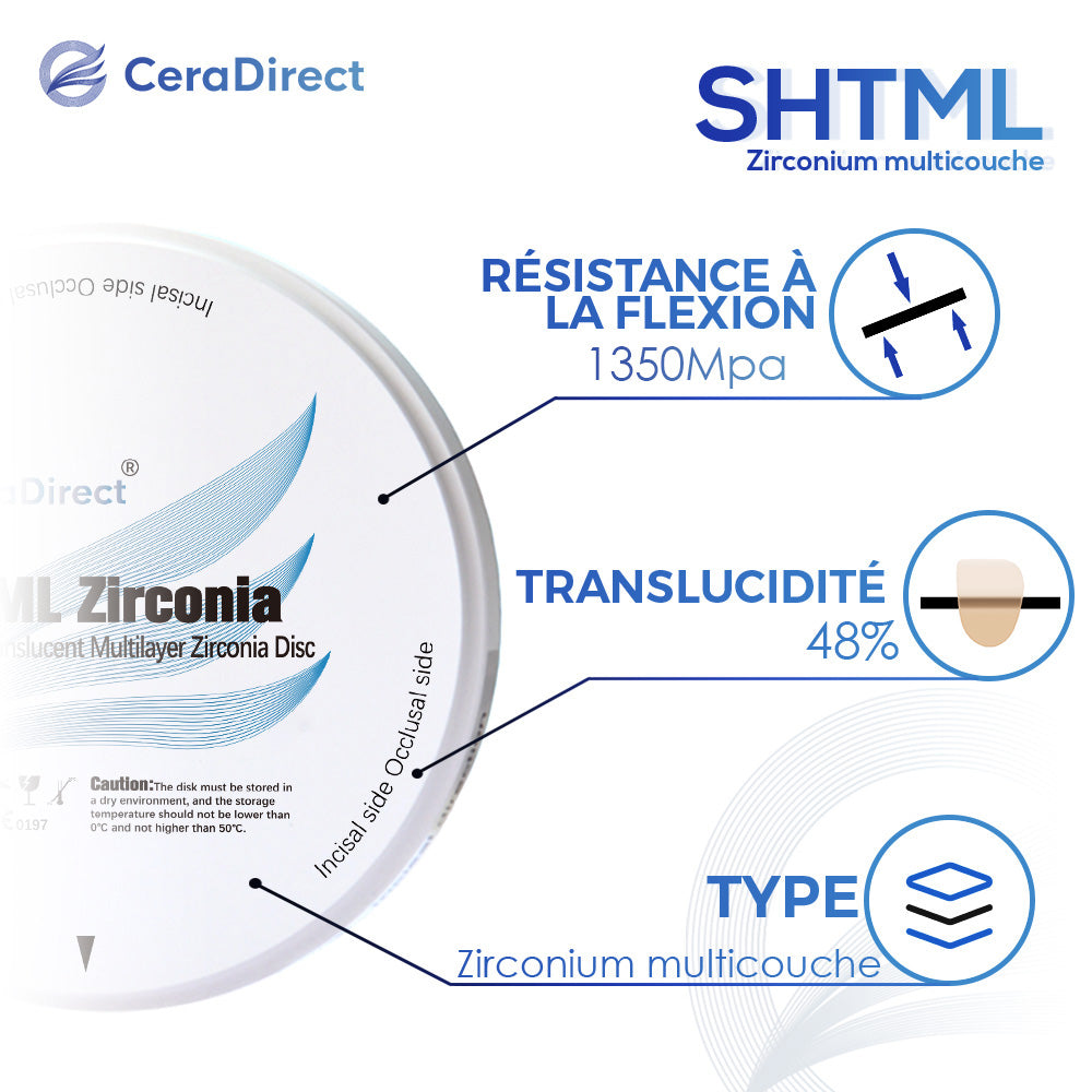 Disque en zircone multicouche SHTML système ouvert (98 mm)