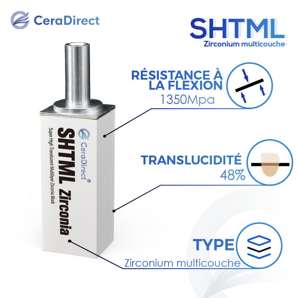 Bloc en zircone multicouche SHTML système Sirona
