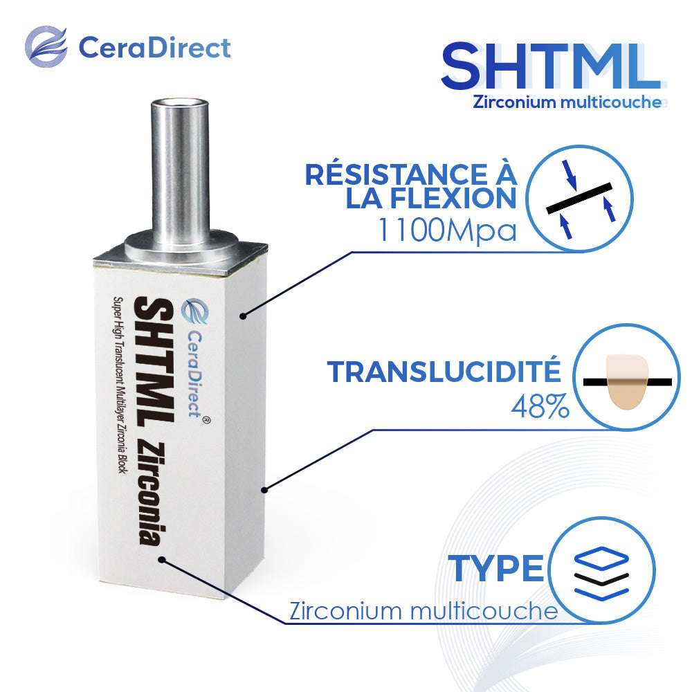 Bloc en zircone multicouche SHTML système Sirona
