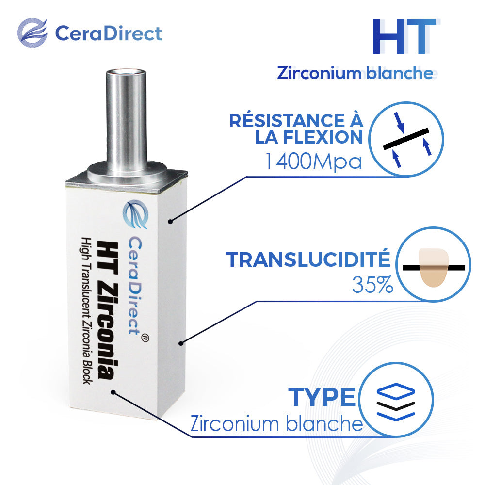 Bloc en Zircone HT Blanc Système Sirona