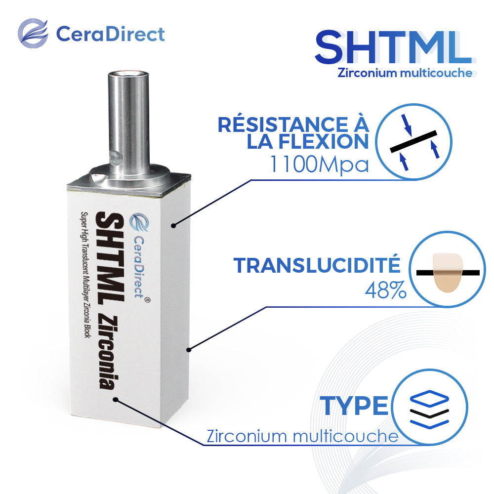 Bloc en zircone multicouche SHTML système Sirona